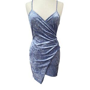 Velvet Y2K Ruched Asymmetrical Bodycon Dress Strappy Sexy Hoco Whimsigoth-L